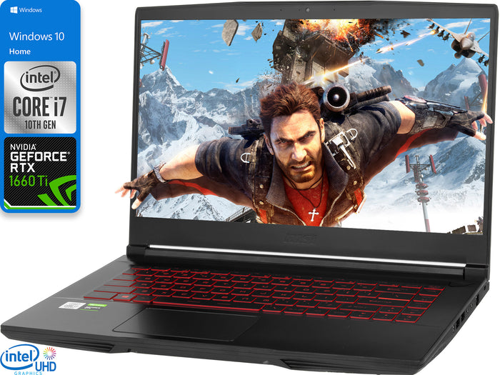 MSI GF65 Thin, 15" FHD, i7-10750H, 16GB RAM, 512GB SSD, GTX 1660 Ti, Win 10 Home