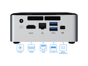 Refurbished Intel NUC6i5SYH Mini Desktop, Intel Dual-Core i5-6260U Upto 2.9GHz, 8GB RAM, 1TB SSD, MiniDP, HDMI, Card Reader, Wi-Fi, Bluetooth, Windows 10 Pro