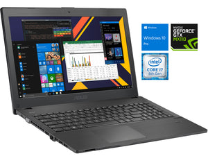 Asus Pro P2540UB Laptop, 15.6" FHD, i7-8550U, 8GB RAM, 1TB SSD+1TB HDD, MX110, Win10Pro
