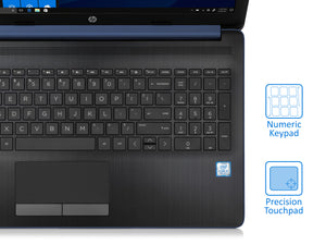 HP 15.6" HD Touch Laptop - Blue, A9-9425, 8GB RAM, 512GB SSD, Win10Pro