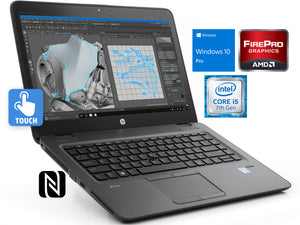 HP Zbook 14u Laptop, 14" FHD Touch, i5-7200U, 32GB RAM, 512GB SSD+1TB HDD, FirePro W4190M, Win10Pro