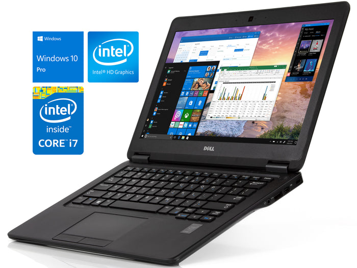 Refurbished Dell Latitude E7250 12.5" HD Notebook, Intel Dual-Core i7-5600U Upto 3.2GHz, 16GB RAM, 256GB SSD, HDMI, Mini DisplayPort, Card Reader, Wi-Fi, Bluetooth, Windows 10 Pro