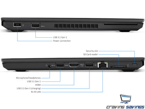 Lenovo ThinkPad T470p 14.0" IPS FHD Laptop, i5-7300HQ, 16GB RAM, 512GB SSD, Win10Pro