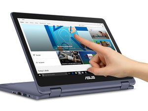 ASUS VivoBook Flip Notebook, 11.6" HD Touch Display, Intel Celeron N3350 Upto 2.4GHz, 4GB RAM, 64GB eMMC, HDMI, Card Reader, Wi-Fi, Bluetooth, Windows 10 Home S (J202NA-DH01T)