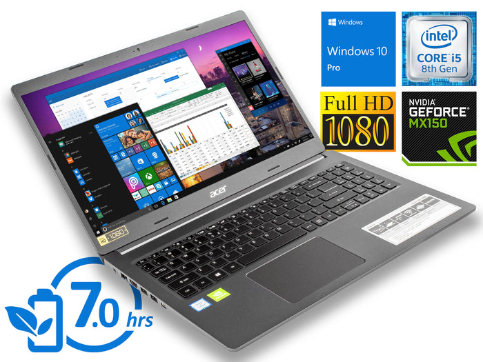 Acer 5, 15" FHD, i5-8265U, 16GB RAM, 512GB SSD, MX250, Windows 10 Pro