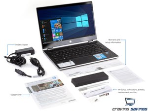 Refurbished HP Pavilion X360 14" Touch Laptop, i3-8130U, 16GB DDR4, 256GB SSD, W10P