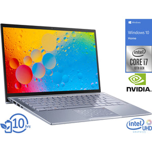 ASUS ZenBook UX431 Notebook, 14" FHD Display, Intel Core i7-10510U Upto 4.9GHz, 8GB RAM, 2TB NVMe SSD, NVIDIA GeForce MX250, HDMI, Card Reader, Wi-Fi, Bluetooth, Windows 10 Home
