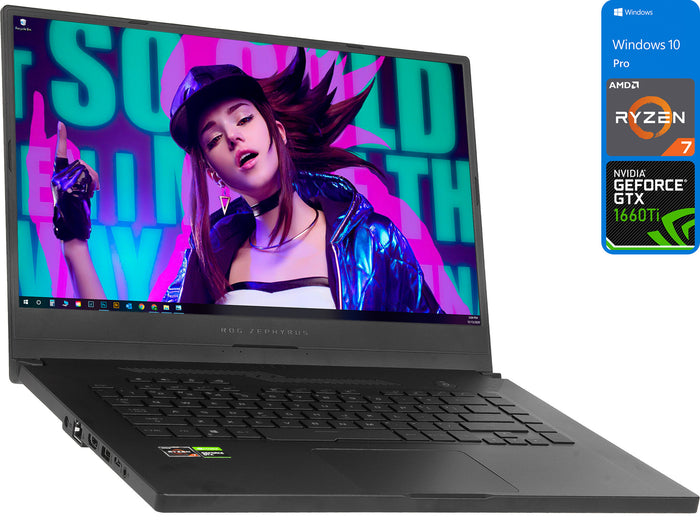 ASUS ROG Zephyrus G15 Gaming Notebook, 15.6" 144Hz FHD Display, AMD Ryzen 7 3750H Upto 4.0GHz, 32GB RAM, 2TB NVMe SSD, NVIDIA GeForce GTX 1660 Ti, HDMI, Wi-Fi, Bluetooth, Windows 10 Pro