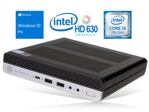 HP EliteDesk 800 G3 Mini PC, Intel i5-7500 8GB RAM 256GB NVMe SSD Wi-Fi BT Windows 10 Pro (6YH35UT)