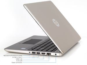 HP 14" HD Laptop, i3-7100U, 8GB RAM, 256GB SSD, Windows 10 Pro