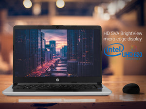 Refurbished HP 14 Notebook, 14" HD Display, Intel Pentium Gold 4417U 2.3GHz, 16GB RAM, 512GB NVMe SSD, HDMI, Card Reader, Wi-Fi, Bluetooth, Windows 10 Pro