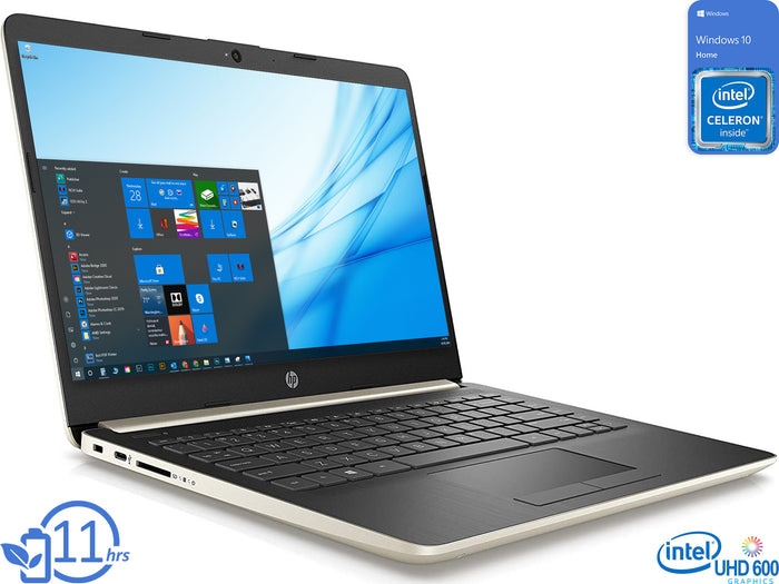 HP 14 Notebook, 14" HD Display, Intel Celeron N4020 Upto 2.8GHz, 4GB RAM, 64GB eMMC, HDMI, Card Reader, Wi-Fi, Bluetooth, Windows 10 Home S (24V85UA)
