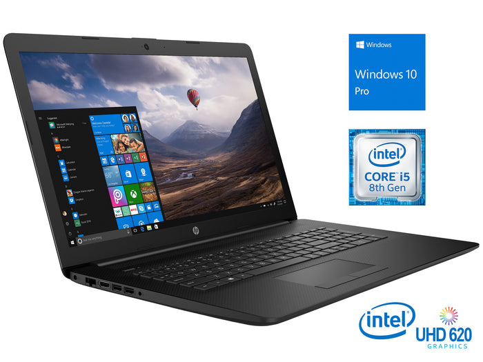 Refurbished HP 17 Notebook, 17.3" HD+ Display, Intel Core i5-8265U Upto 3.9GHz, 8GB RAM, 128GB NVMe SSD, DVDRW, HDMI, Card Reader, Wi-Fi, Bluetooth, Windows 10 Pro